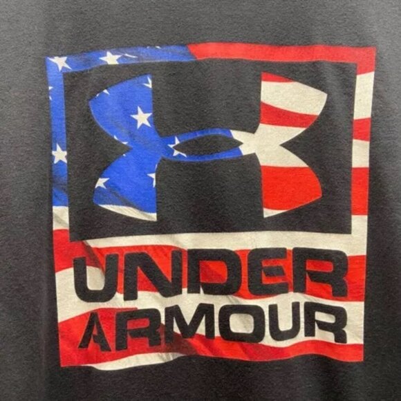 Under Armour Heat Gear Men's Medium Black Loose Fit Large Freedom Flag UA Logo - Picture 4 of 12